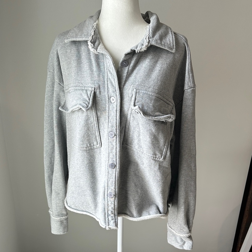 Emory Park Heather Gray Oversized Shacket Jacket